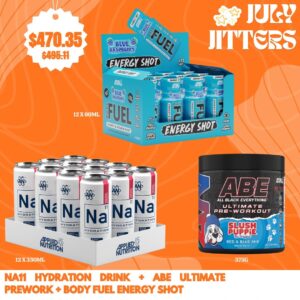 Na11 Hydration + ABE Ultimate Pre Workout + Body Fuel Energy Shot